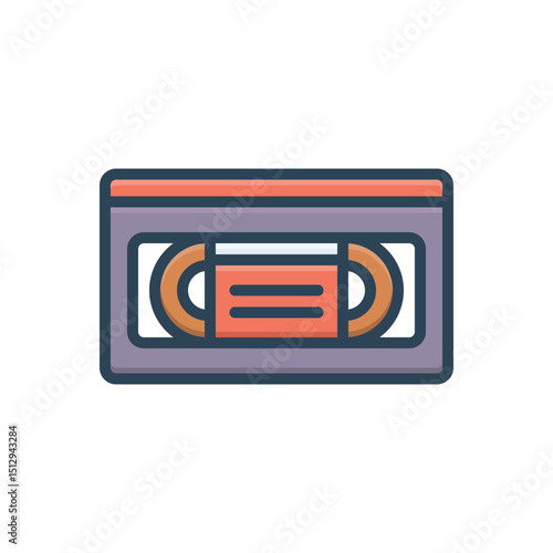 Color illustration icon for video tape