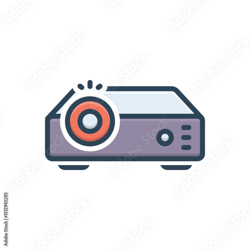 Color illustration icon for video projector