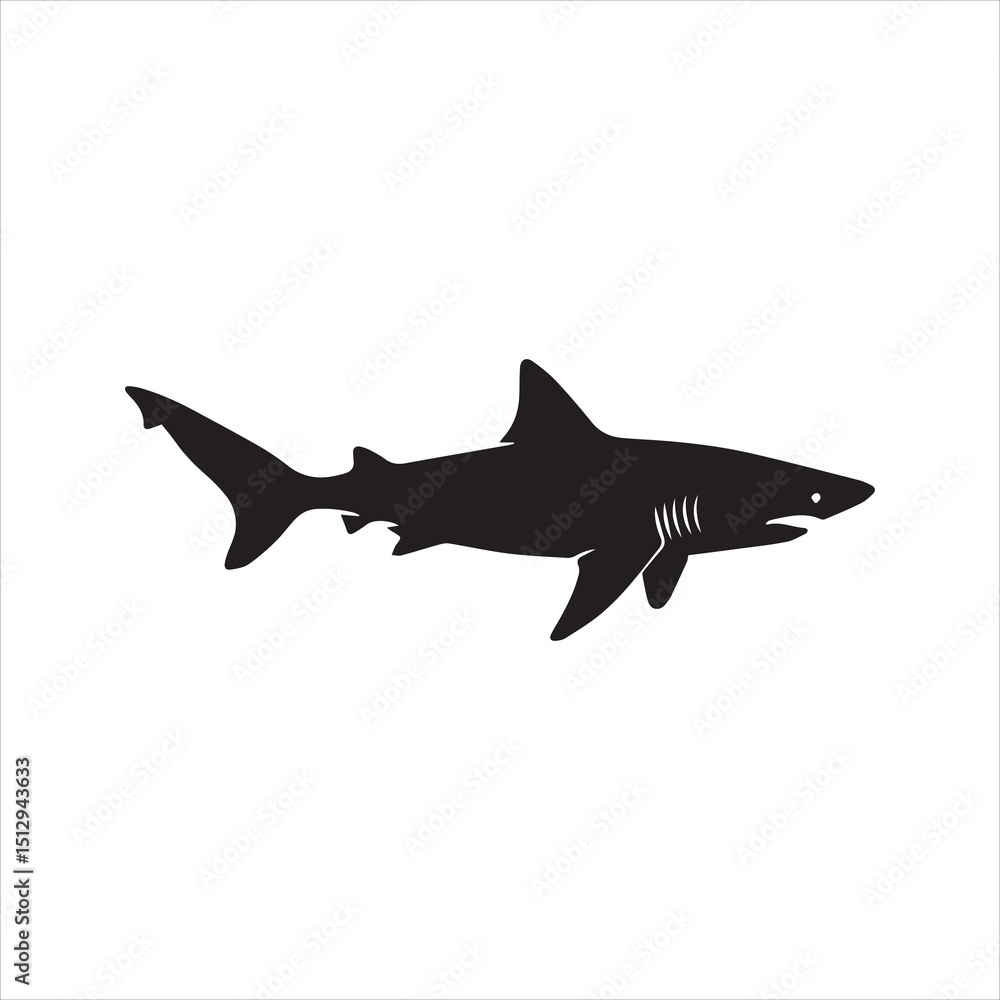 Obraz premium Shark Silhouette Icon – Ocean Predator Vector Illustration