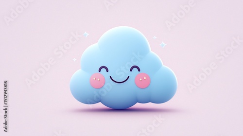 Wallpaper Mural Cute cloud character, pastel background Torontodigital.ca