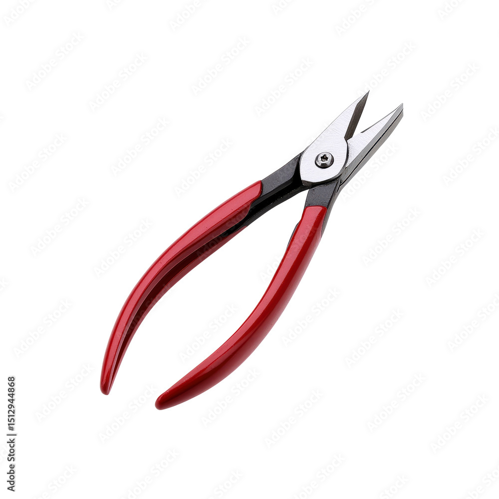 Obraz premium Red-Handled Precision Flush Cutters Isolated on Transparent Background