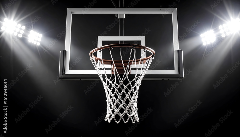Basketball Hoop Under the Spotlight: A Dramatic Close-Up Basketball Hoop Under the Spotlight: A Dramatic Close-Up