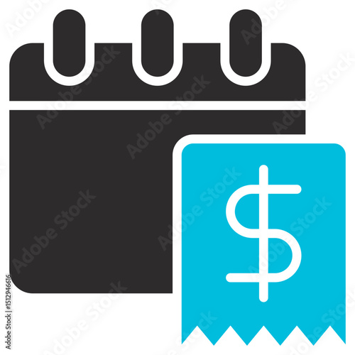 Monthly Bill Glyph Blue Grey Icon