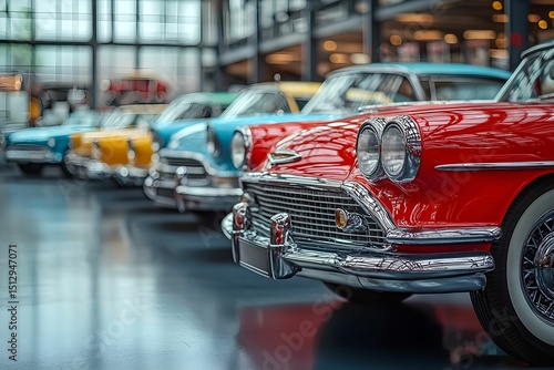 Classic Vintage Cars in Showroom