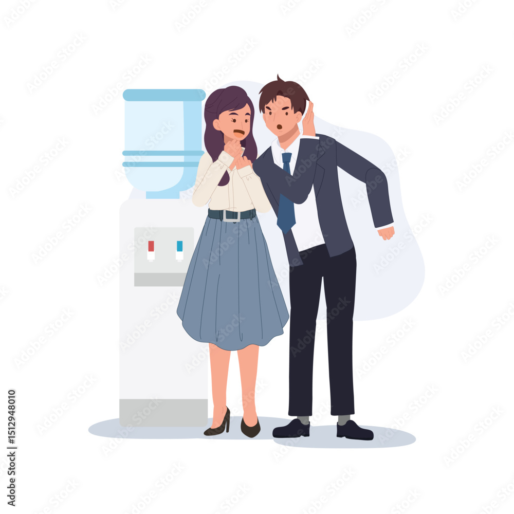 custom made wallpaper toronto digitaloffice gossip concept. coworkers gossiping at water cooler. vector illustration