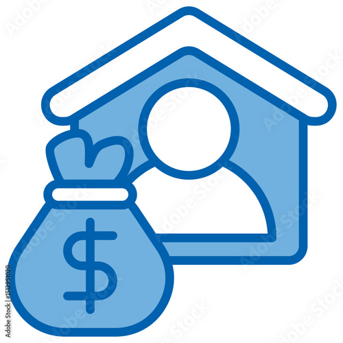 Living Wage Blue White Icon