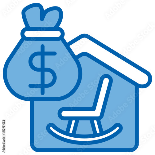 Retirement Blue White Icon