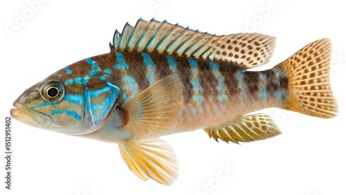bluemask darter fish isolated on white background