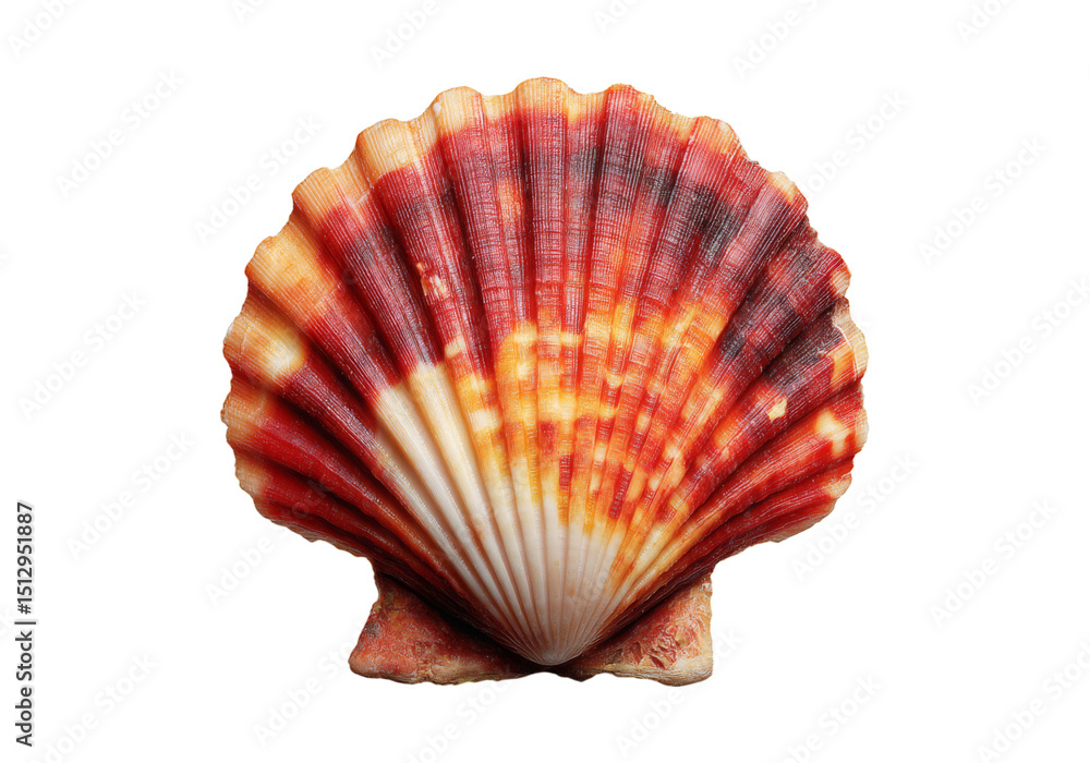 Stunning red and orange scallop shell on black background ocean seashell Stunning red and orange scallop shell on black background ocean seashell