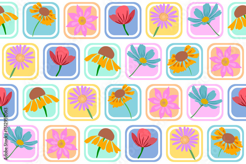 vector set of colorful flower icons