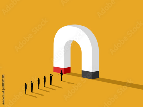 Businessmen are deceived by a big magnet