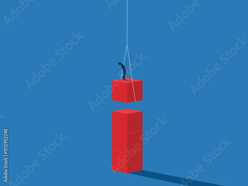 Business growth, Business people building blocks higher