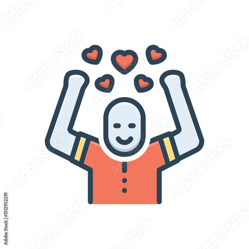 Color illustration icon for happy
