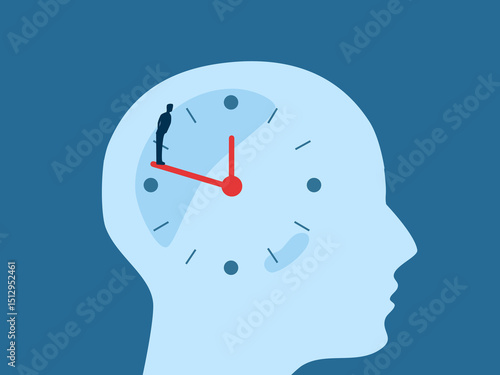 Change your life, Businessman adjusts his head clock