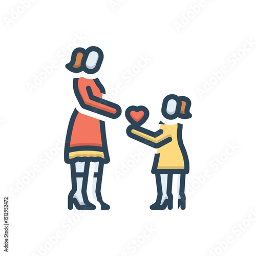 Color illustration icon for loving