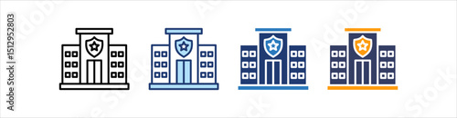 Police Station Icon Set Multiple Style Collection