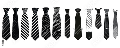 Collection of black and white necktie designs