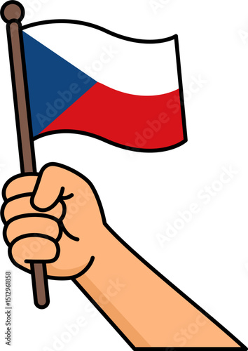 Hand holding the Czech Republic flag