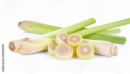 Lemongrass slices isolated on white background