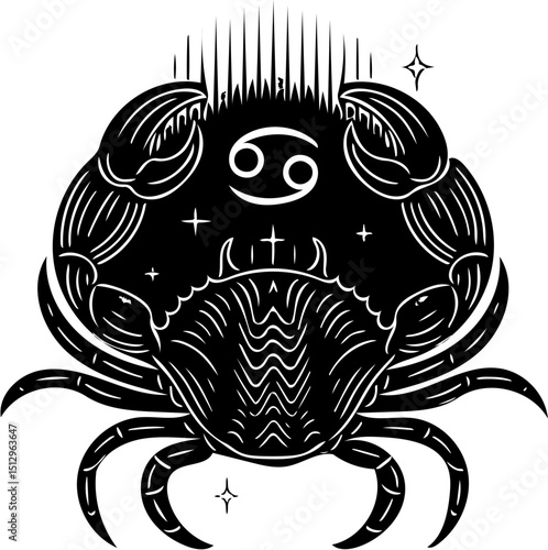 cancer zodiac logo silhouette vector illustration