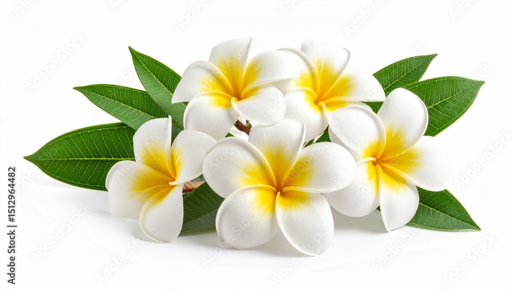 Fototapeta premium Tropical flowers frangipani plumeria isolated on white background