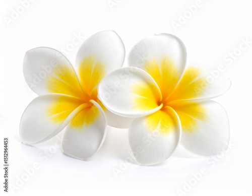 Tropical flowers frangipani plumeria isolated on white background