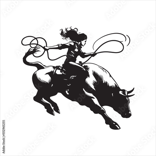 Bull Rodeo Showdown – Cowboy Riding a Bucking Bull in Action

