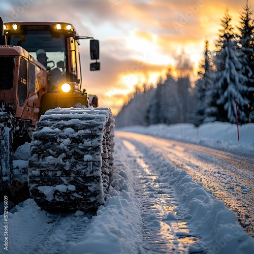 Winter Sunset in a Vintage Industrial Landscape