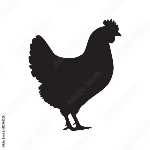 Chicken Silhouette Icon – Farm Bird Animal Vector Illustration