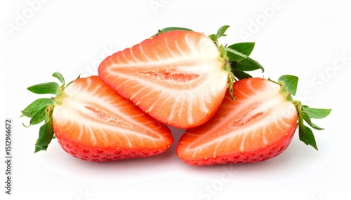 Stack of strawberries sliced strawberries isolated on white background