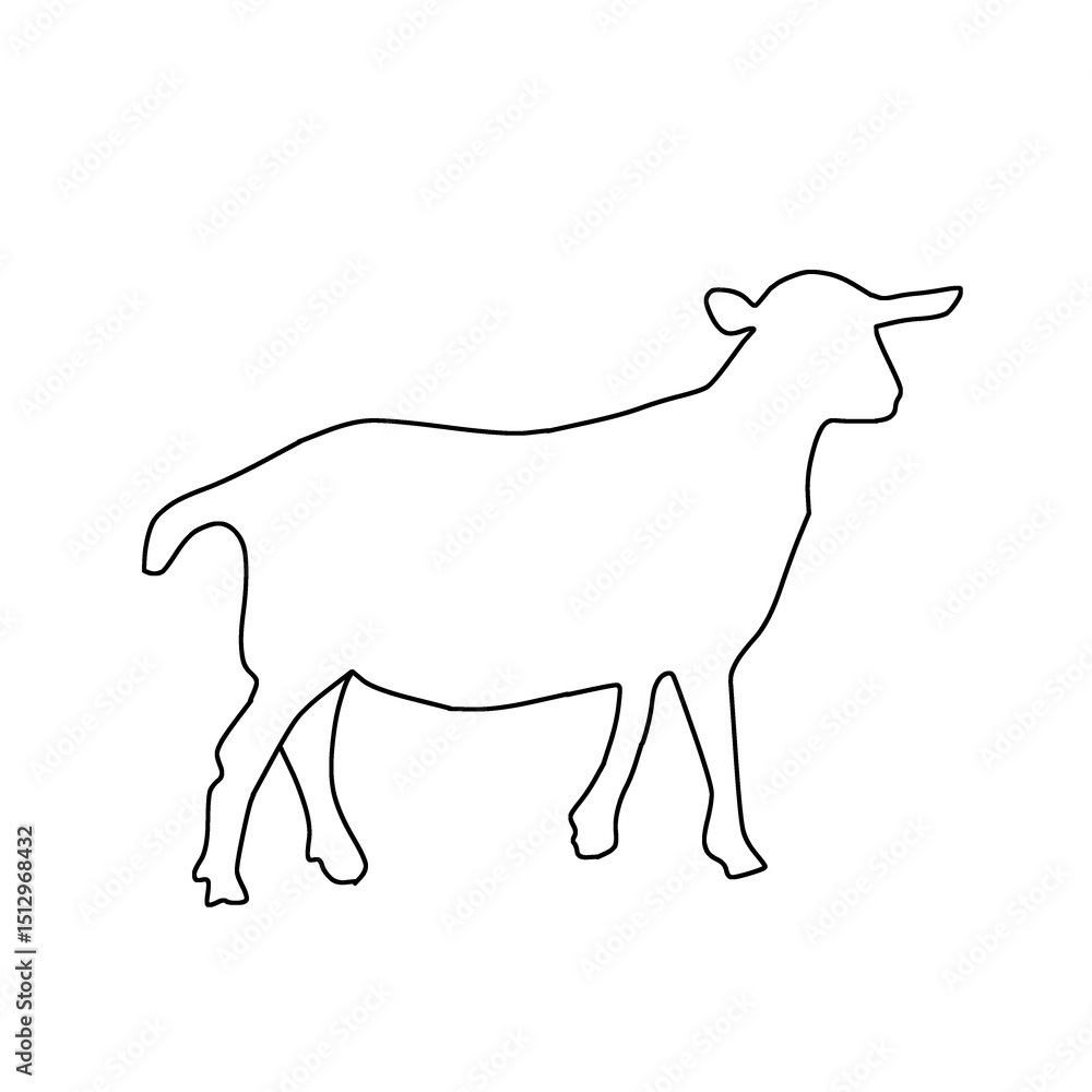 Fototapeta premium Cartoon illustration flat design outline hand drawing goat. farm, dairy, qurbani, Eid al-Adha.