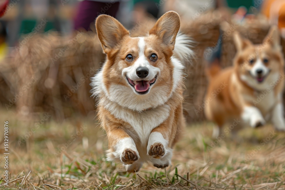 A Corgi participating in a dog show. A Corgi participating in a dog show.
