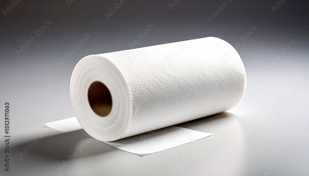 Fototapeta premium Single roll of paper towels isolated on 