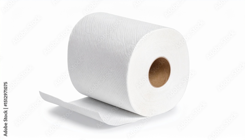 Fototapeta premium Single roll of paper towels isolated on 