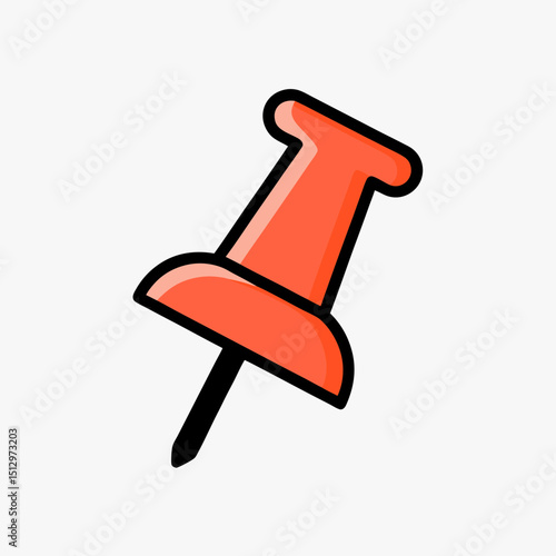 Red Push Pin Icon - Thumbtack Marker Flat Vector