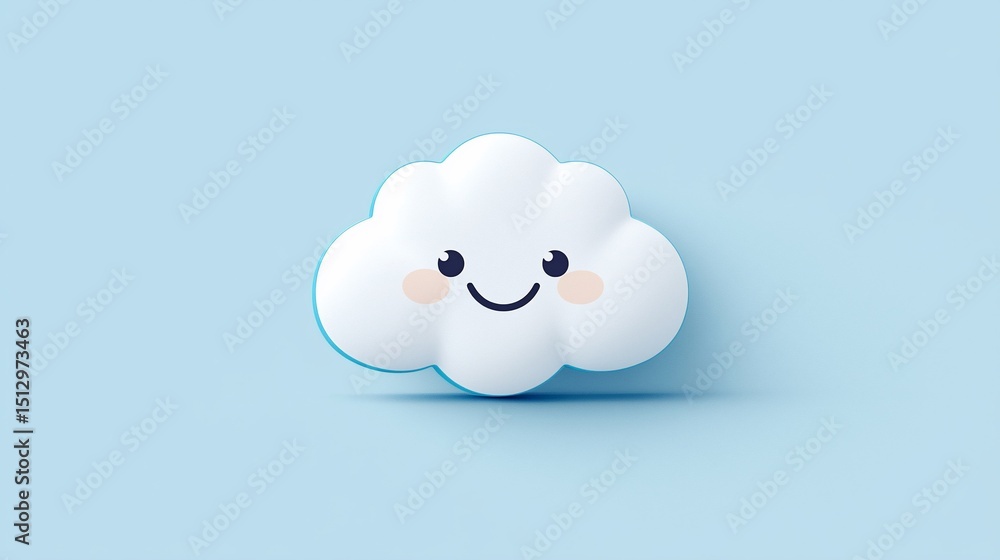 Obraz premium Cute Cloud on Pastel Background