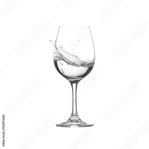 Water Splashing into a Wine Glass, Refreshing Hydration