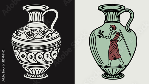 Dark red antique ceramic vase. empty decorative ceramic pot isolated on black background. green modern porcelain vase for room interior. vintage handmade glaze pottery flowerpot for office decoration
