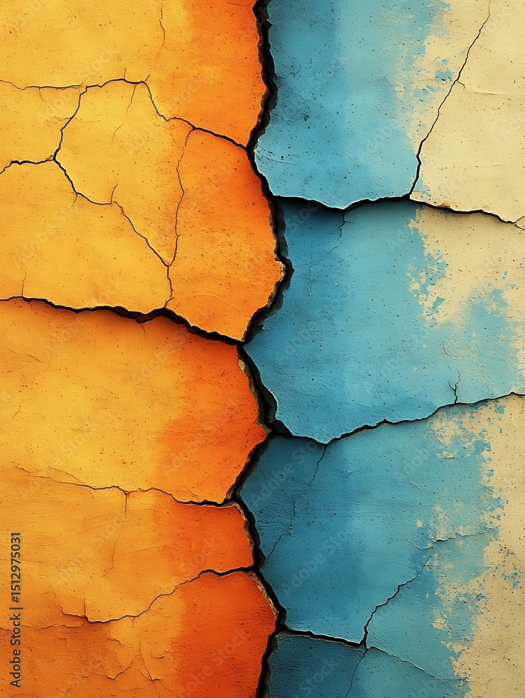 Obraz premium Cracked Paint, Vibrant Colors