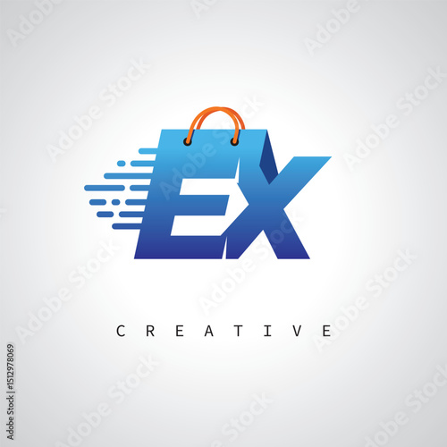 EX Monogram Shopping Logo – Creative Vector Design for E-commerce & Retail Branding