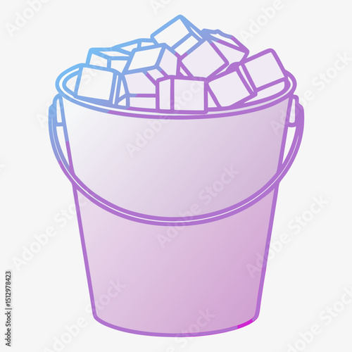 Ice bucket filled with ice cubes in gradient colors  