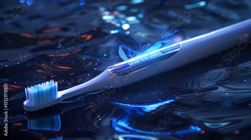 Futuristic concept of a self cleaning smart toothbrush using ultrasonic waves to eliminate bacteria