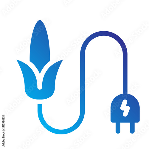 Plant sprouting an electric cable, symbolizing bio-based power generation.