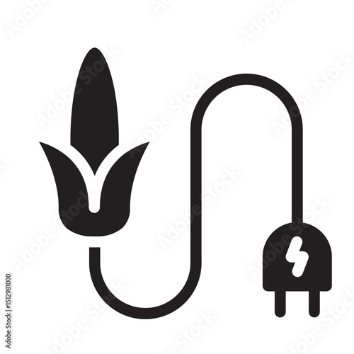 Plant sprouting an electric cable, symbolizing bio-based power generation.