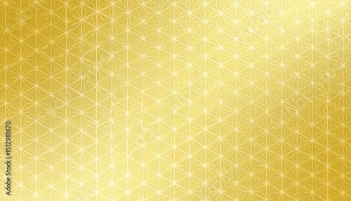 和風ゴールドパターン/上品な和柄テクスチャ/金色の麻の葉模様背景