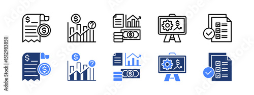 Financial projection icon set with Expense , Forecast, Economy, Projection, Audit.