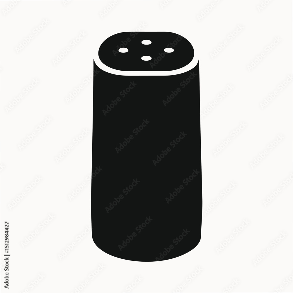 Simple Black Salt or Pepper Shaker Icon Kitchen Spice Container Illustration Simple Black Salt or Pepper Shaker Icon Kitchen Spice Container Illustration