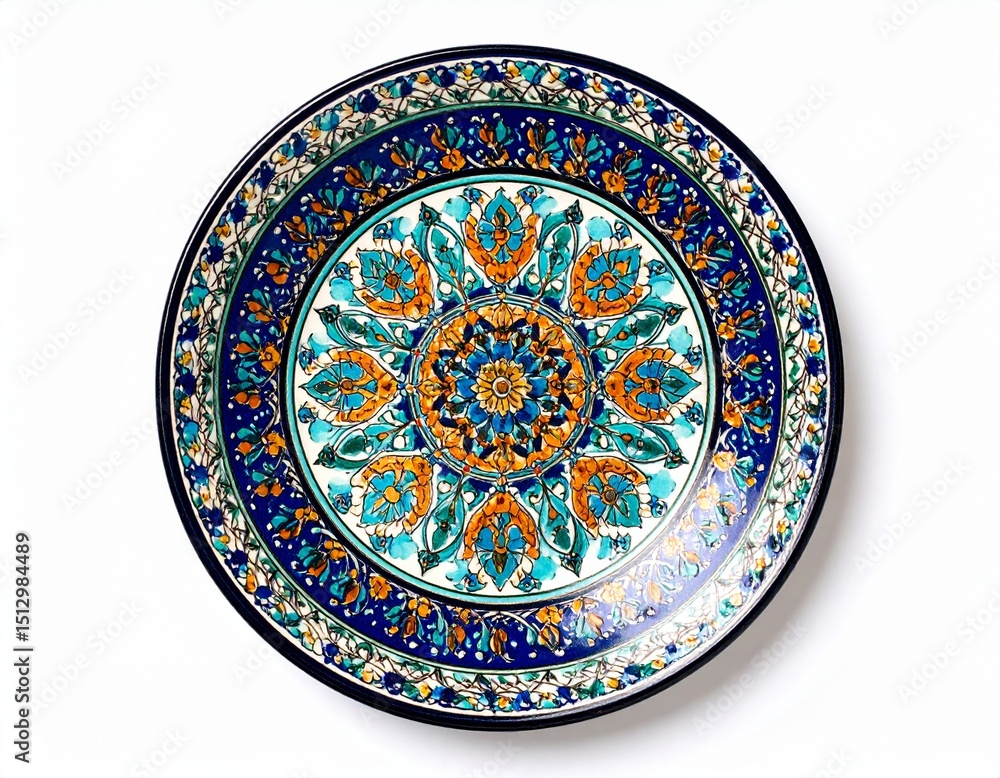 Naklejka premium Painted ceramic plate isolated on white background 