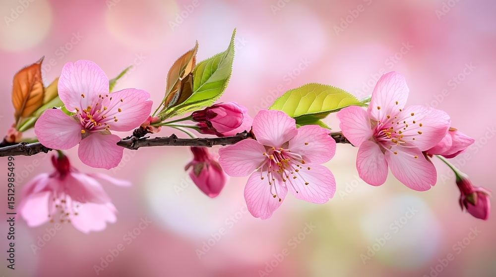 Naklejka premium Delicate pink blossoms on a branch