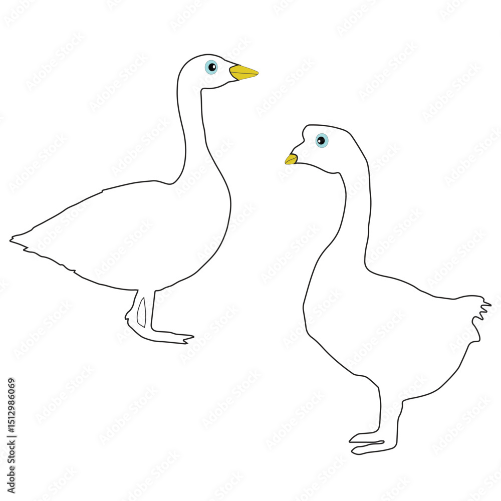 Obraz premium Goose silhouette, Goose vector, Goose illustration, silhouette, set icon, silhouette, Goose icon